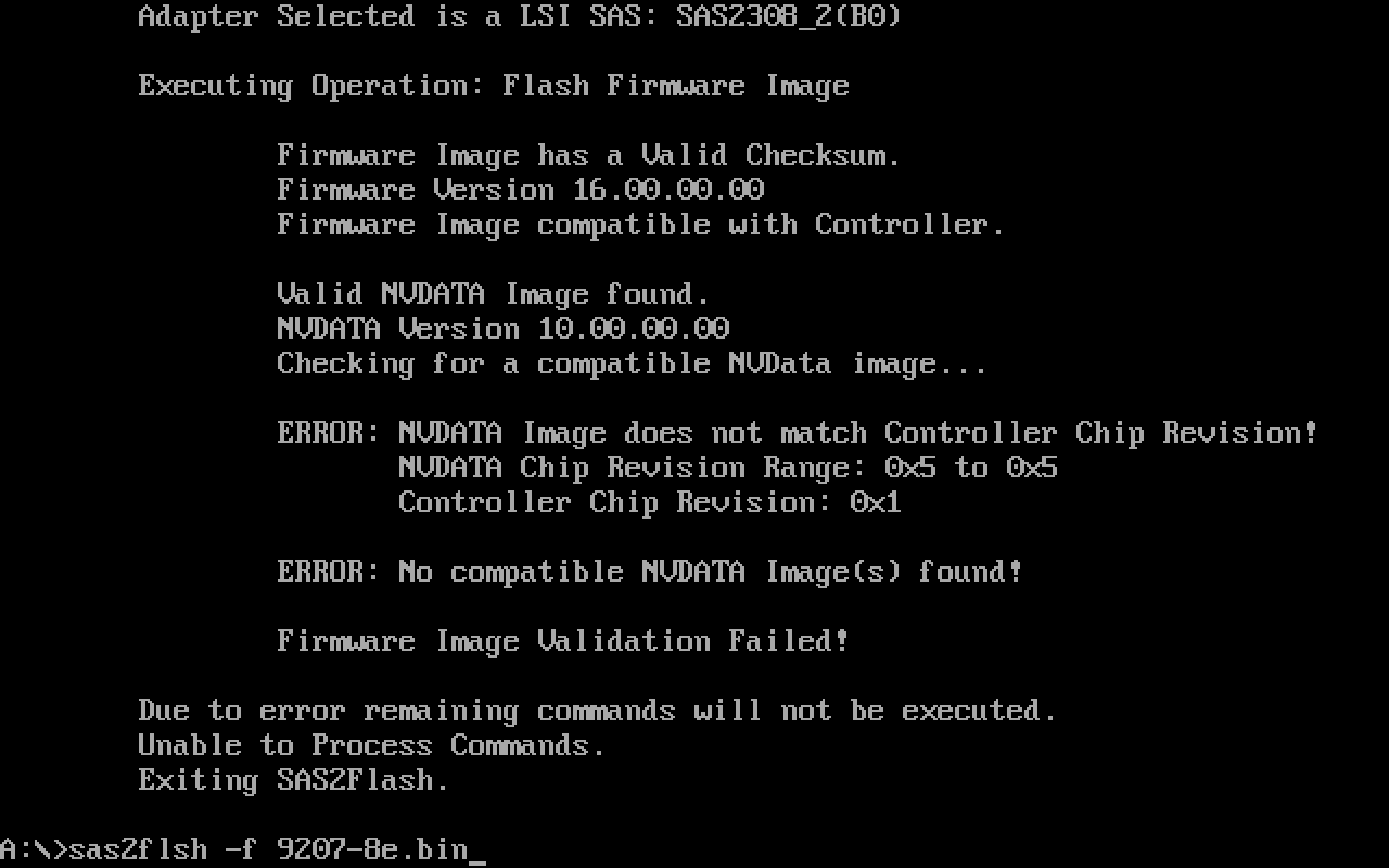 NVDATA Image does not match Controller Chip Revision