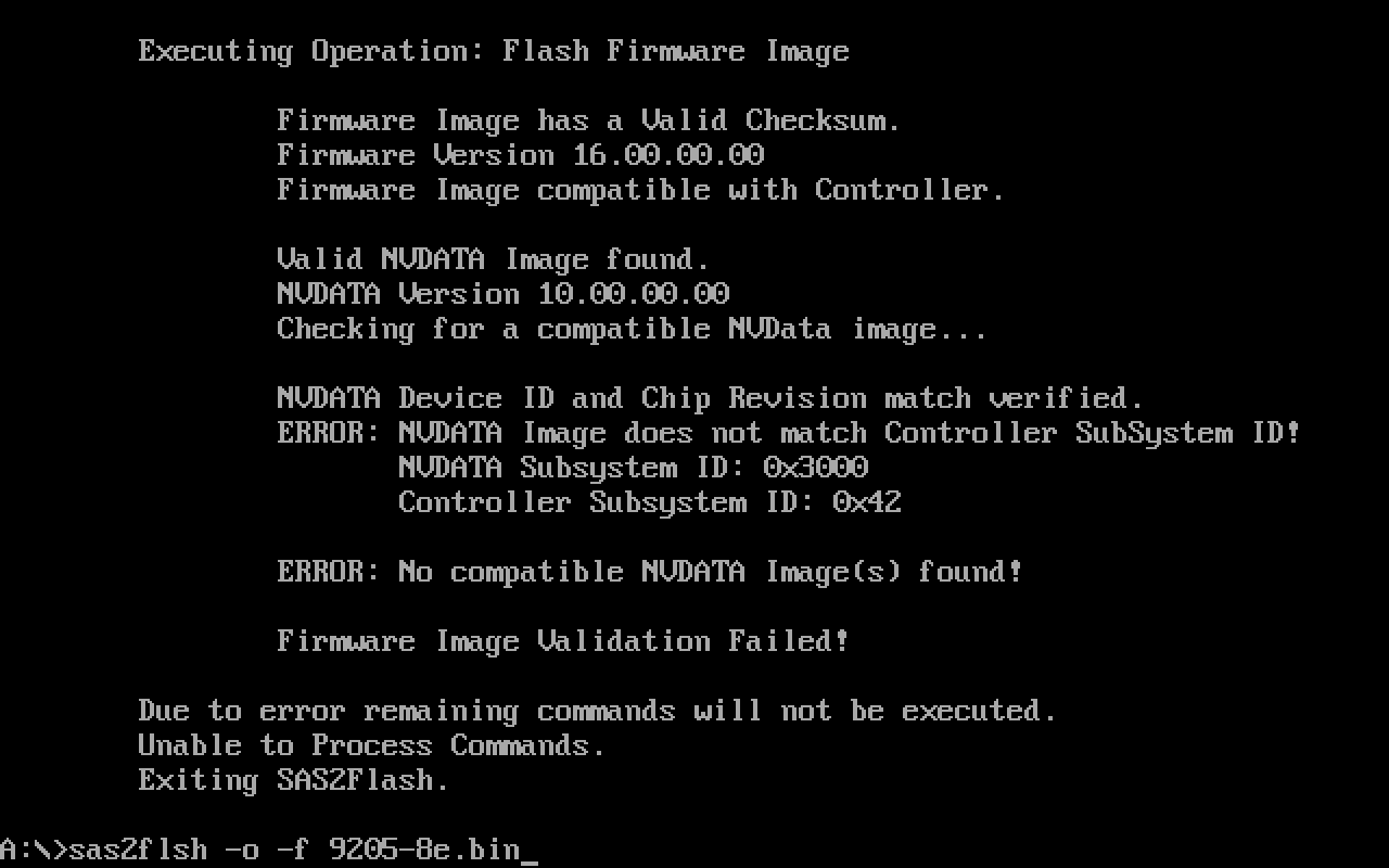 sas2flsh -f 9205-8e.bin